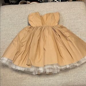 Allison Parris Strapless Cream Dress with Tulle